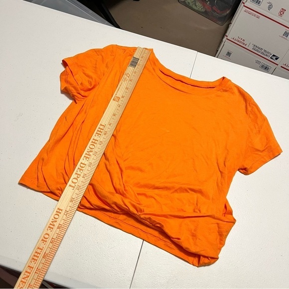 By Anthropologie Cropped Drape Front T-Shirt Orange Extra Small XS J2 - Picture 6 of 8